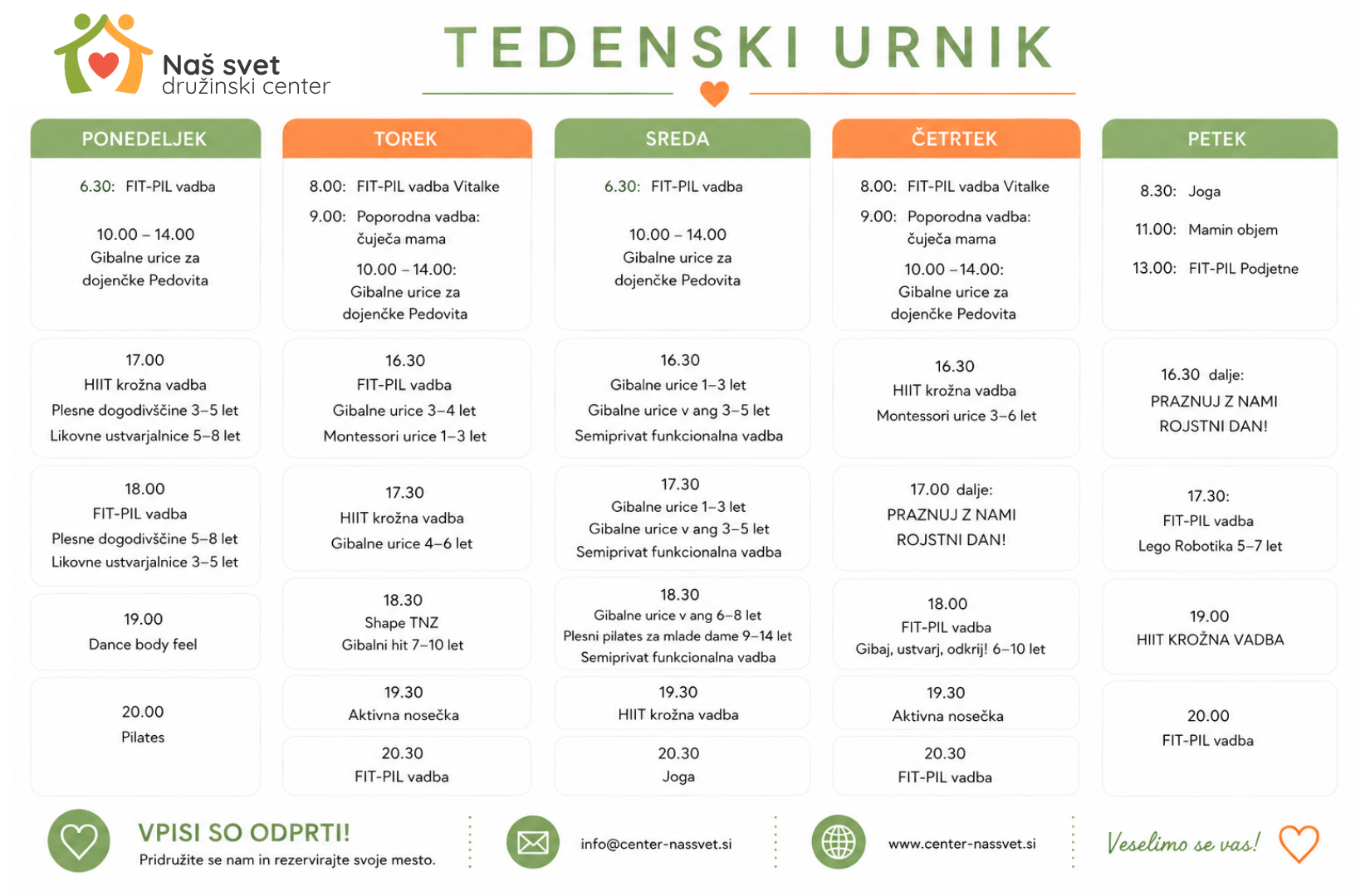 Urnik - naš svet - 26/27